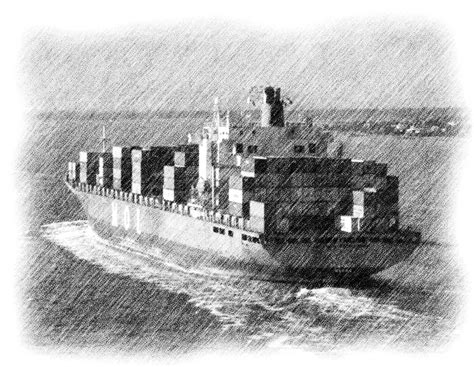 Container Ship Sketch at PaintingValley.com | Explore collection of ...