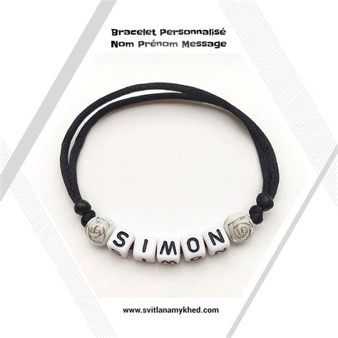 Épinglé sur Bracelet avec prénom nom message initiales