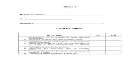 Lista De Cotejo Inform 225 Tica Listas De Cotejo Y Rubricas Riset