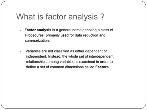 Factor analysis | PPT