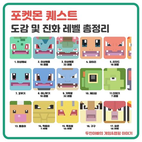 닌텐도스위치 포켓몬스터게임 포켓몬퀘스트 도감 및 진화 레벨 총정리 : 네이버 블로그