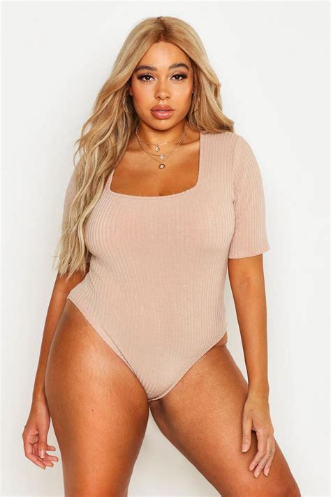 Plus Rib Knit Short Sleeve Bodysuit Boohoo Usa