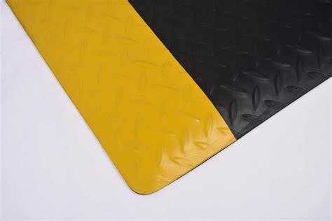 Anti Fatigue Mat Diamond Plate 3 Ft X60 Ft Thick 916 In Black Yellow Toolots