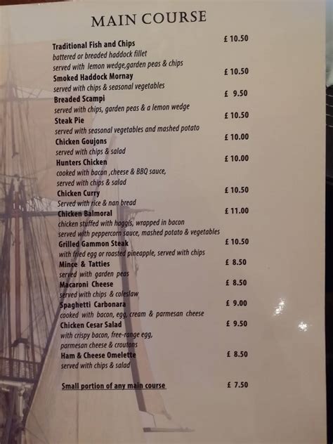 Menu at The Ship Inn pub & bar, Musselburgh