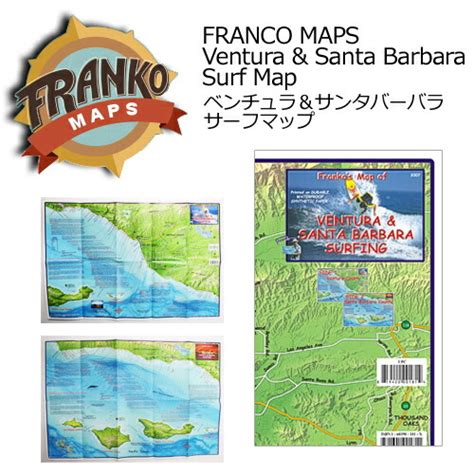 【楽天市場】あす楽 Franco Maps フランコ サーフポイント カリフォルニア 地図 雑貨 インテリア メール便対応可 Ventura And Santa Barbara Surf Map