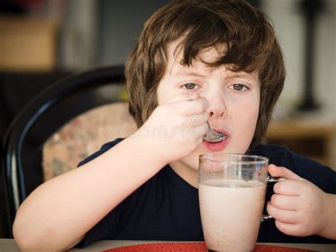 Boy Having A Hot Chocolate Stock Photo Image Of Drink 30187806