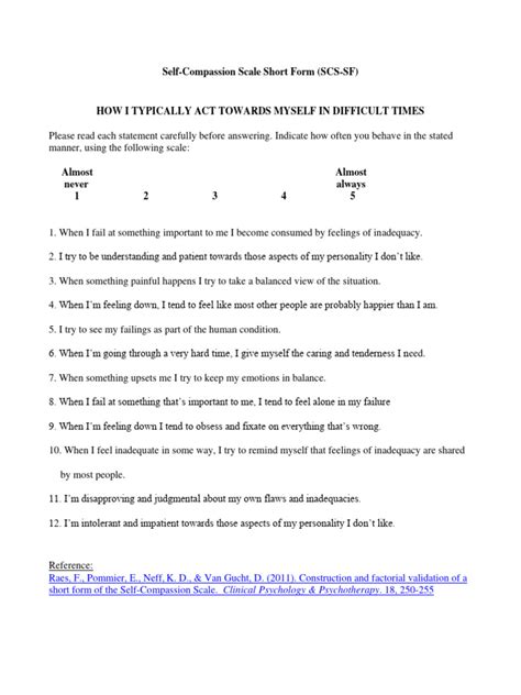 Self Compassion Scale SCS | PDF