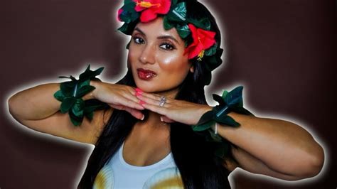 Luau Tropical Makeup Hawaiian Tiki Girl Hula Babe Halloween Makeup Tutorial Youtube