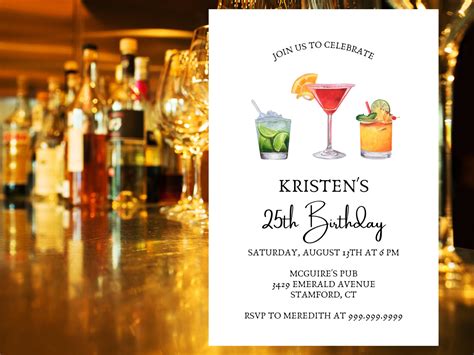 EDITABLE Cocktails Party Invitation, Cocktails and Conversation