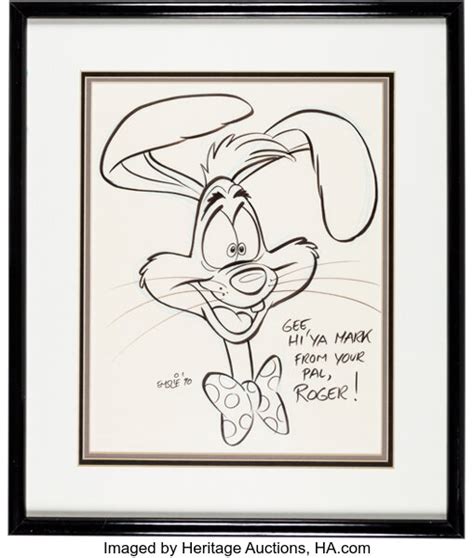 Peter Emslie Roger Rabbit Drawing Original Art Signed By Peter Emslie