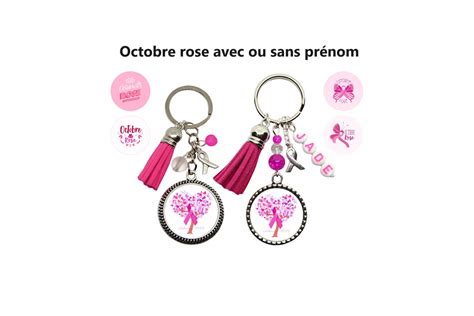 Porte clés Octobre Rose à personnaliser Lalacrea