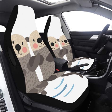 Auto Car Seat Covers Otter Couple Holding Hands Animal