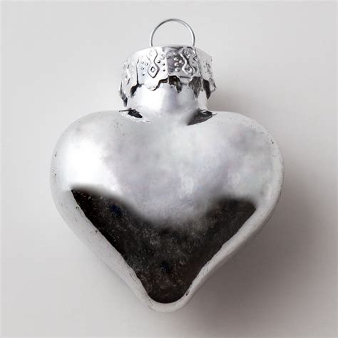 Silver Glass Heart Christmas Ornament