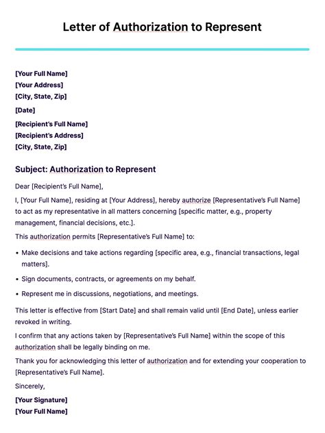 How To Write An Authorization Letter For Representation Infoupdate Org