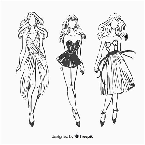 Colección De Bocetos De Modelos De Moda Vector Gratis