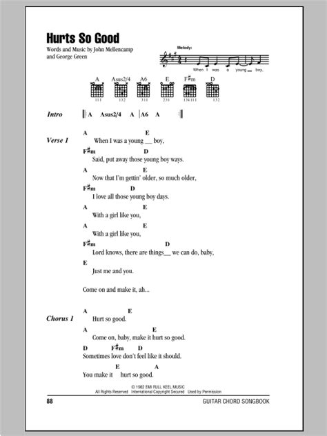 Hurts So Good by John Mellencamp - Guitar Chords/Lyrics - Guitar Instructor