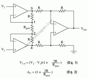 Three Op Amps Instrumentation Amplifier Easy Gain Adjustment Design