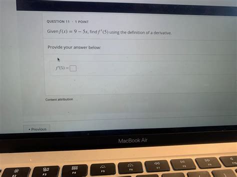 Solved Question 11 1 Point Given F X 9 5x Find F 5