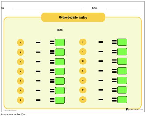 Radni List Za Oduzimanje Cijelih Brojeva Storyboard