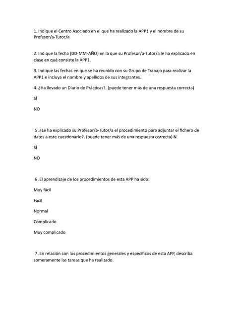 Pec 1 Cuestionario Indique El Centro Asociado En El Que Ha Realizado