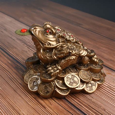 Adorno De Sapo Dorado De La Suerte Feng Shui Moneda De Sapo De Rana