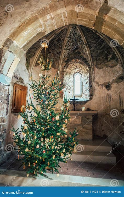 Christmas Tree In A Medieval Chapel Stock Image Image Of Church