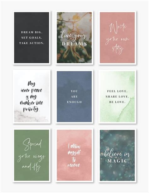 Printable Affirmation Cards Inspirational Quotes Vision Board