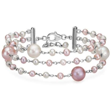 Blue Nile Pink And White Freshwater Cultured Pearl Bracelet In Sterling Silver Found On Polyv