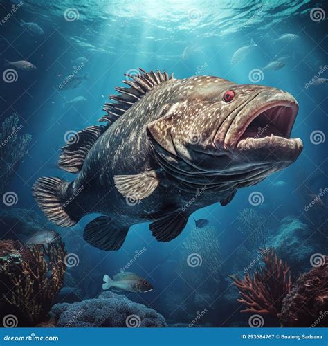 Ai Generated Illustration Wildlife Concept Of Giant Grouper Stock Illustration Illustration Of