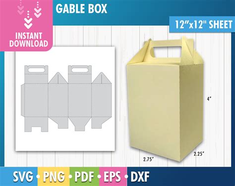 Tall Gable Box Template svg box Cricut Instant Download Box Etsy México