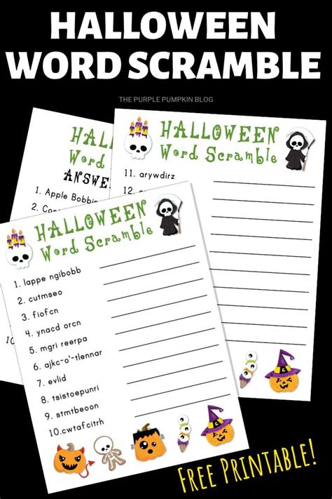 Printable Halloween Word Scramble