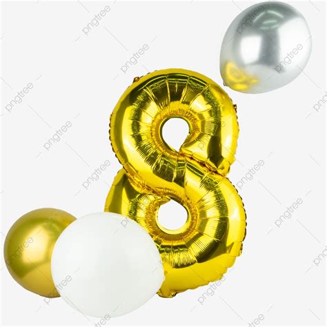 Evento Apertura Cuenta Regresiva Globo Plateado Dorado Número 8 PNG