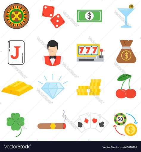 Casino icons set slot machine collection flat Vector Image