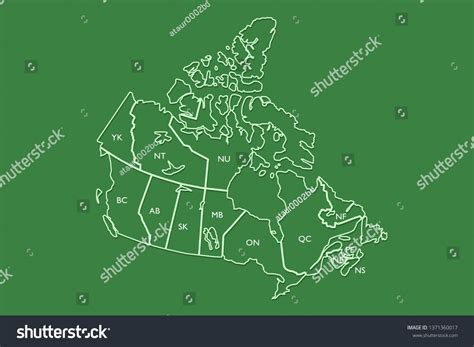 Canada Map Outline Vector State Names Stock Vector (Royalty Free ...