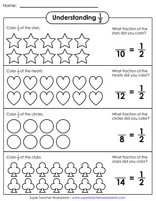 Fraction Worksheets Halves Quarters