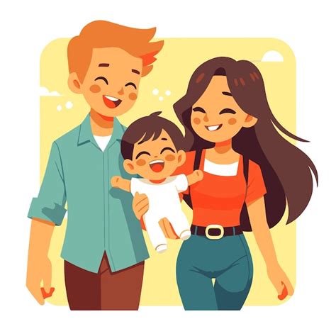 Ilustración de un padre y una madre llevando a un bebé Vector Premium