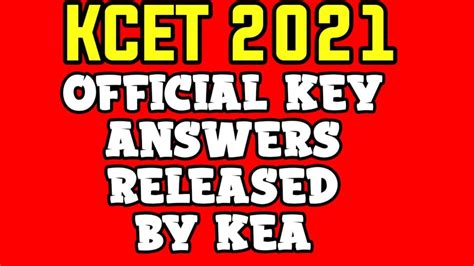 Kcet 2021 Key Answers Released By Kea Provisional Key Answers Youtube