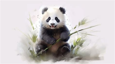 Ilustra O Fofa De Panda Em Aquarela Ai Generativa Foto Premium