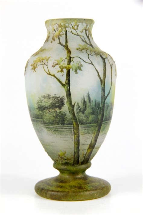 Proantic Vase Daum Nancy Paysage Lacustre