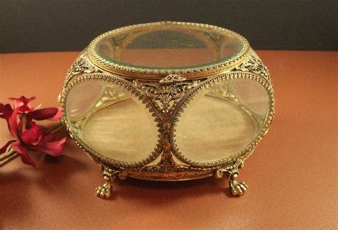 Large Beveled Glass Ormolu Jewelry Casket Wedding Ring Bearer Box From Successionary