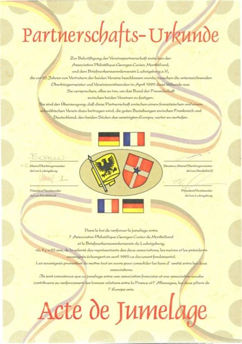 Amitié officielle entre philatélistes Zeitzeugen Ludwigsburg Montbeliard