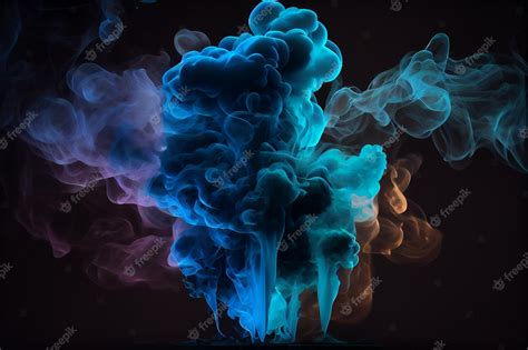 Premium Photo Blue Smoke Dispersion On A Black Backgroundgenerative Ai