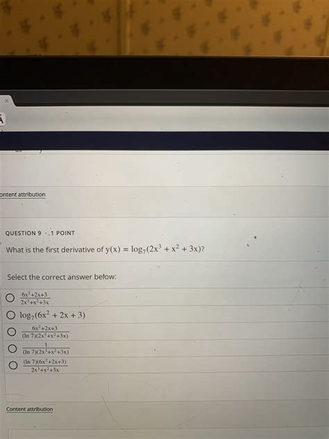 Solved Question 91 ﻿pointwhat Is The First Derivative Of