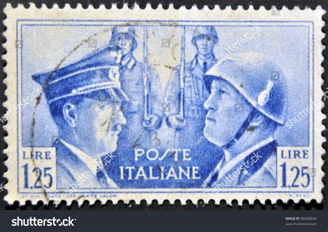 Italy Circa 1941 Mail Stamp Printed In Italy Showing Hitler And