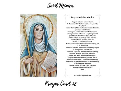 Saint Monica Prayer Card, St. Monica Prayer, Prayer to St. Monica ...