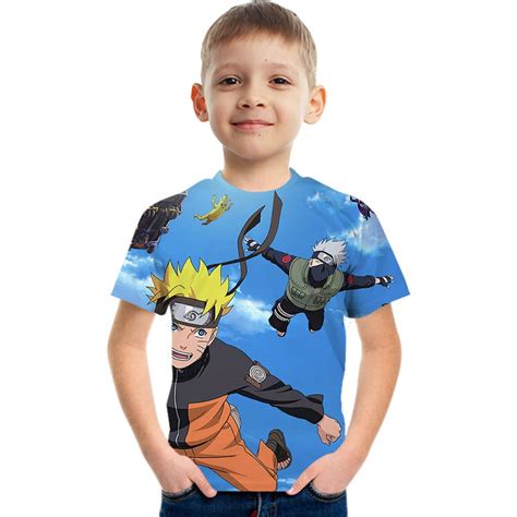 Camiseta D Anime De Dibujos Animados Naruto Sasuke Ni Os Camisetas