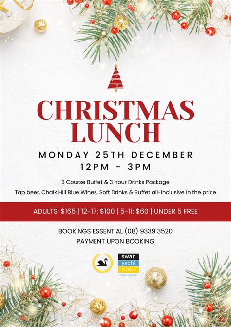 Christmas Day Lunch Swan Yacht Club