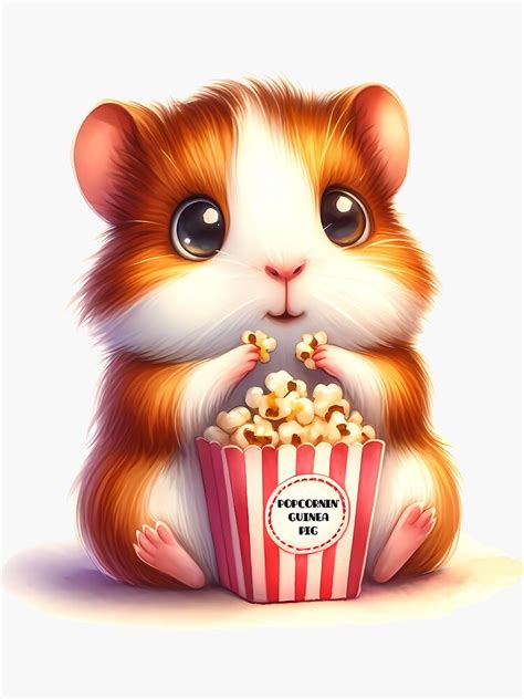 "Cute Guinea Pig Eating Popcorn Guinea Pig Lover" Sticker for Sale by ...