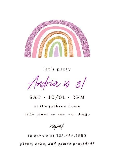 Big Rainbow And Sky Birthday Invitation Template Greetings Island