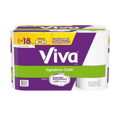 Viva Signature Cloth Paper Towels, Select-a-Size, White, 6 Triple Rolls ...